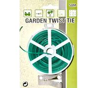 50 m fil de fer jardinage plastifie vert avec système de coupage pratique