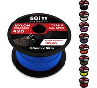 50 M Nylon Paracord Tear-Resistant-3 Mm Paracord Rope 425 Type Ii Lines As Outdoor Rope,All-Purpose Rope,Survival Rope-Nylon Line Max. 193 Kg,Colour: Blue