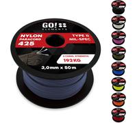 50 M Nylon Paracord Tear-Resistant-3 Mm Paracord Rope 425 Type Ii Lines As Outdoor Rope,All-Purpose Rope,Survival Rope-Nylon Line Max. 193 Kg,Colour: Grey-Blue