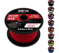 50 M Nylon Paracord Tear-Resistant-3 Mm Paracord Rope 425 Type Ii Lines As Outdoor Rope,All-Purpose Rope,Survival Rope-Nylon Line Max. 193 Kg,Colour: Red