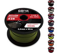 50 M Nylon Paracord Tear-Resistant-3 Mm Paracord Rope 425 Type Ii Lines As Outdoor Rope,All-Purpose Rope,Survival Rope-Nylon Line Max. 193 Kg,Colour: Olive
