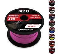 50 M Nylon Paracord Tear-Resistant-3 Mm Paracord Rope 425 Type Ii Lines As Outdoor Rope,All-Purpose Rope,Survival Rope-Nylon Line Max. 193 Kg,Colour: Pink