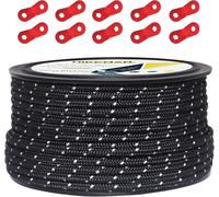 50 M Reflector Cable Outdoor Camp Cable 100% Nylon Coiled Rope 10 Tensile Aluminium Alloy For Camping (Black,Diameter 5 Mm)