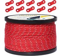 50 M Reflector Cable Outdoor Camp Cable 100% Nylon Coiled Rope 10 Tensile Aluminium Alloy For Camping (Red,Diameter 3 Mm)