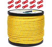 50 M Reflector Cable Outdoor Camp Guide Rope 100% Nylon Coiled Rope Of 10 Aluminium Alloy For Camping (Yellow,Diameter 4 Mm)