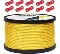 50 M Reflector Cable Outdoor Camp Guide Rope 100% Nylon Coiled Rope Of 10 Aluminium Alloy For Camping (Yellow,Diameter 3 Mm)