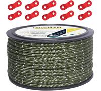 50 M Reflector Cable Outdoor Camp Guide Rope 100% Nylon Coiled Rope Of 10 Aluminium Alloy For Camping (Army Green,Diameter 3 Mm)