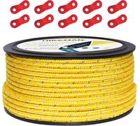50 M Reflector Cable Outdoor Camp Guide Rope 100% Nylon Coiled Rope Of 10 Aluminium Alloy For Camping (Yellow,Diameter 5 Mm)