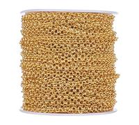50 m/rouleau de chaîne à maillons en fer doré 4 x 1 mm non soudés Rolo pour collier, bijoux, fabrication de bijoux