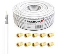 50 m Satellite Coaxial Cable SAT-135dB Shielded 4 Layers-Compatible with DVB-S/S2,DVB-C,DVB-T-4K 1080p Full HD HDTV-Coaxial Antenna Cable for CATV Installations + 10 F Connectors