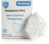 50 Masque FFP3 Certifiés CE, Masque 5 Couches Sans Valve, Masques de Protection Adulte contre les Poussières et les Particules, Masques de Protection Respiratoire Filtrant BFE≥99, 50 Pièces