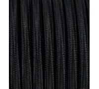 50 mètres 2 - fils Câble textile fil électrique tissu rond 2x0,75 2G0,75 noir