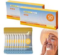 50 mini-sachets de crème solaire format voyage SPF 50+, crème solaire ultra-légère avec protection UV, longue durée résistante à la transpiration et imperméable (2pcs)
