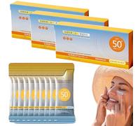 50 mini-sachets de crème solaire format voyage SPF 50+, crème solaire ultra-légère avec protection UV, longue durée résistante à la transpiration et imperméable (3pcs)