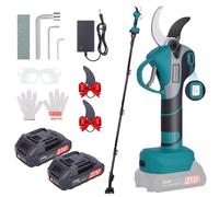 50 mm Sécateur électrique - Sécateur électrique professionnel de avec 2 batteries 21 V/2000 mAh - Sécateur sans fil pour l'élagage des vignes d'arbres fruitiers de jardinage (blue)