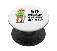 50 Official Grumpy Old Man Over The Hill Funny PopSockets PopGrip Adhésif