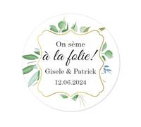 50 On sème à la folie Autocollants personnalisés de Mariage Naissance fête Fiançailles sachet de graine STICKERS 40mm Etiquettes adhésives - Rd 611 (08 Flower)
