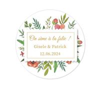50 On sème à la folie Autocollants personnalisés de Mariage Naissance fête Fiançailles sachet de graine STICKERS 40mm Etiquettes adhésives - Rd 611 (07 Bouquet)