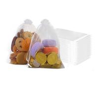 50 Organza Sachet 13x18cm Blanc - Pochette Cadeau Noel Bijoux Transparent Sac avec Pochon pour Fête De Noël Anniversaire et Lavande