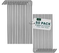 50 Pack 9"" Heavy Duty Tent Pegs-Durable Galvanized Steel Ground Pegs-Rustproof Metal Stakes For Camping,Gazebos,Hiking And Outdoor-50 Pack