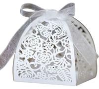 50 Pack Laser Cut Roses Wedding Favor Boxes, Mini Cadeau Boxes Pour Bridal Shower Anniversaire Fête de Mariage