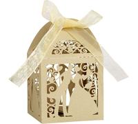 50 Pack Laser Cut Sweet Couple Wedding Favor Boxes, Party Favor Box, Petites Boîtes Cadeaux, Valentine Boîtes à Bonbons Avec Rubans