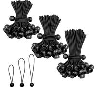 50 Pack Rubber Bungee Cord With Ball,15/20/30 Cm With Ball,Tarpaulin Bungee Cord With Ball,Rubber Bungee Cords With Ball,Short Bungee Cord For Tarpaulins,Gazebos,Banners-Black