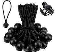 50 Pack Rubber Bungee Cord With Ball Fastener 15cm Black With Hooks For Tarpaulins Camping Tents Banners Awnings