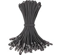 50 Pack Short Bungee Cord With Hooks 10"" Small Tarpaulin Hooks (Black)