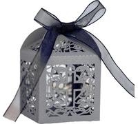 50 Packs de Boîtes de Faveur Croix, Boîtes De Faveur Baptême Et Rubans, Design Laser Cut Pour Les F?tes D'Anniversaire, Baby Shower, Bridal Showers