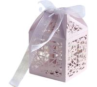 50 Packs de Boîtes de Faveur Croix, Boîtes De Faveur Baptême Et Rubans, Design Laser Cut Pour Les F?tes D'Anniversaire, Baby Shower, Bridal Showers