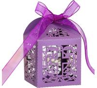 50 Packs de Boîtes de Faveur Croix, Boîtes De Faveur Baptême Et Rubans, Design Laser Cut Pour Les F?tes D'Anniversaire, Baby Shower, Bridal Showers