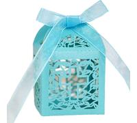 50 Packs de Boîtes de Faveur Croix, Boîtes De Faveur Baptême Et Rubans, Design Laser Cut Pour Les F?tes D'Anniversaire, Baby Shower, Bridal Showers