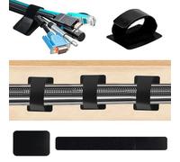 50 Paires Attache Cable Adhesif, Gestion des Câbles Sous Le Bureau, Réglable Cable Management Attache, Organisateur de Cable Adhésif Solide, pour TV, PC, Ordinateur Portable, Ethernet, Bureau