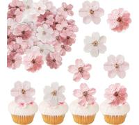 50 paquets de gâteau comestible de fleur de cerise Toppers de gâteau de fleurs de cerise Toppers de gâteau de papier de riz Plaquettes de gâteau de papier pour la fleur de cerise Douche de mariée Douc