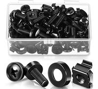 50 Paquets M6 x 16 mm Écrous à Cage pour Montage en Rack Vis et Rondelles Vis de Rack de Serveur en Acier Inoxydable Noir Écrous à Insert Carré pour Routeurs de Console de Serveur Audio