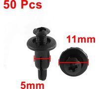 50 Pcs 11mm x 5mm Noir Rivet Plastique Pare-chocs Doublure Garniture Panneau Agrafe Clips
