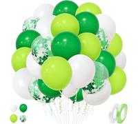 50 Pcs 12 Inch Green White Helium Latex Balloons With Green Confetti For Party Decorations Baby Shower Boys Birthday