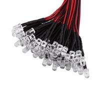 50 Pcs 3/5 Mm Pré Câblé Eau, LED Clignotante 3 Mm Flash LED 5 Mm Clair Flash LED Diodes Blanc Rouge Jaune Lumière DC 9 12 V (lumière Blanche 5 Mm)(White Light-5mm)