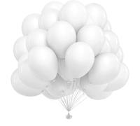 50 PCS Ballon blanc,Ballons Anniversaire 10",Ballons de Baudruche pour Filles Garçons,Ballons Blancs Nacrés pour Mariage,Baby Shower,Fête,Décoration Fête à Thème Blanc Petits Ballons Gonflables