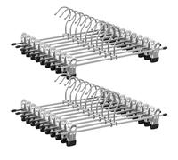 50 Pcs Cintres Pantalons avec 2 Pinces Antidérapants et Réglables, Porte-Pantalons en Fer Métal Chromé, Cintres de Jupe pour Vêtements Manteau Vêtement Jeans (Lot de 50)