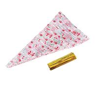 50 Pcs Clear Cellophane Sacs En Vrac, Cône-En Forme de Popcorn Sacs Refermable Cellophane Traiter Les Sacs De Bonbons Avec Twist Tie(cerise)