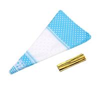 50 Pcs Clear Cellophane Sacs En Vrac, Cône-En Forme de Popcorn Sacs Refermable Cellophane Traiter Les Sacs De Bonbons Avec Twist Tie(Bleu)