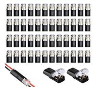 50 PCS Connecteur Electrique Rapide, Connecteurs de Voiture à 2 Broches | Connecteur Etanche 2 Fils 12v, Câble 18-22 Awg, pour Automobile Rubans LED Téléphones Audio, Installation Facile Sans