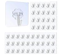 50 Pcs Crochet Adhésif, Crochets Adhesifs Crochet Adhesif Mural Crochet Murale Salle de Bain, crochets adhésifs transparents étanches pour peignoir serviette manteau clés et ustensiles de cuisine