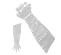 50 Pcs Disposable Plastic Gloves Long Arm Latex Free Powder Free White 1