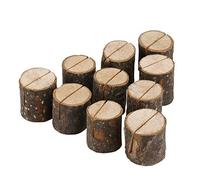 50 pcs en bois rustique place Porte-cartes Circulaire Table Numéros titulaires Kiosque Mémo Bark en bois Porte-cartes Picture Photo Remarque Porte-clip