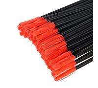 50 pcs Jetable Cils Brosse Cils Silicone Peigne Mascara Applicateur Maquillage Beauté Outil Brosses à Cils semi-réutilisable lavable fibre premium siliconé Jetables Pinceaux à Cils (Pointe demi-lune)