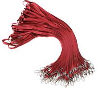 50 Pcs Key Lanyard Key Chain Lanyard With Metal Swivel Buckle Card Holder For School,Hospital,Factory (Red Dattles)