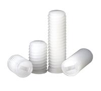50 pcs M3 M4 M5 M6 M8 Vis à tête fendue en plastique en nylon blanc Vis sans tête à pointe plate(Size:M3 x 5mm)